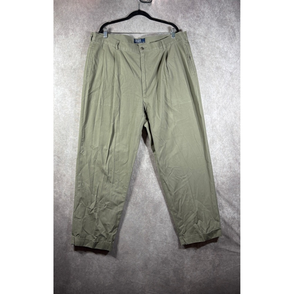 Polo Ralph Lauren Pants Men 40x30 Olive Andrew Pant Double Pleated Cotton Cuffed